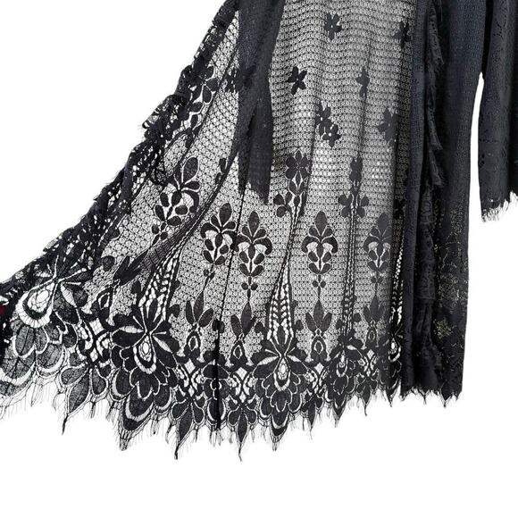 Soft Surroundings‎ Lace Open Front Long Cardigan in Black, Size XS - Picture 7 of 9